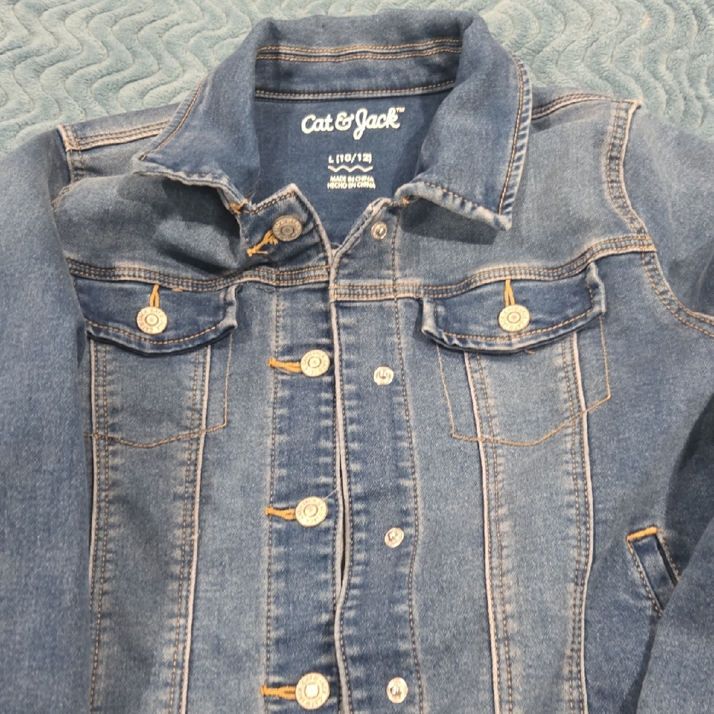 Cat & Jack Medium Blue Denim Jacket Size Large 10/12